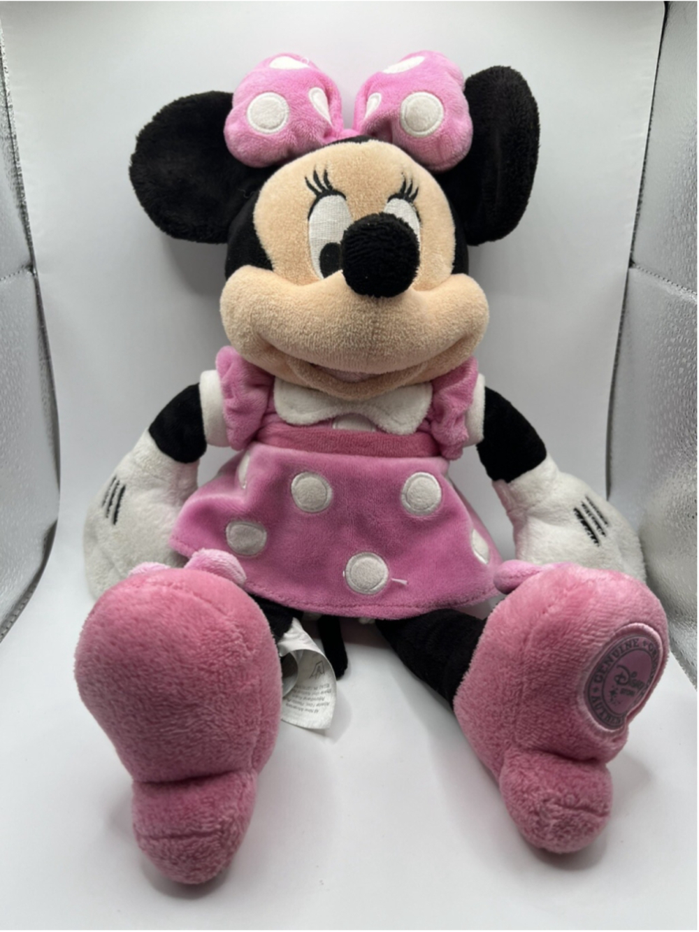 Disney Store Plush Minnie Mouse Plush Embroidered Detail Pink Bow Shoes Dress
